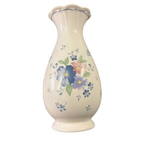 Dauphine by Nikko 5 3/4" Ceramic Vase Japan Blue Pink Flower Decorative Tabletop